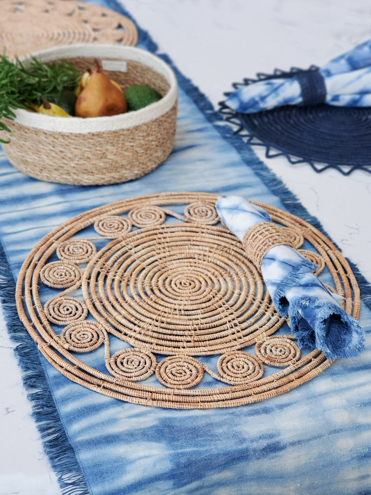 Bayu Woven Palm Fiber Placemat - Natural (Set of 2)-1