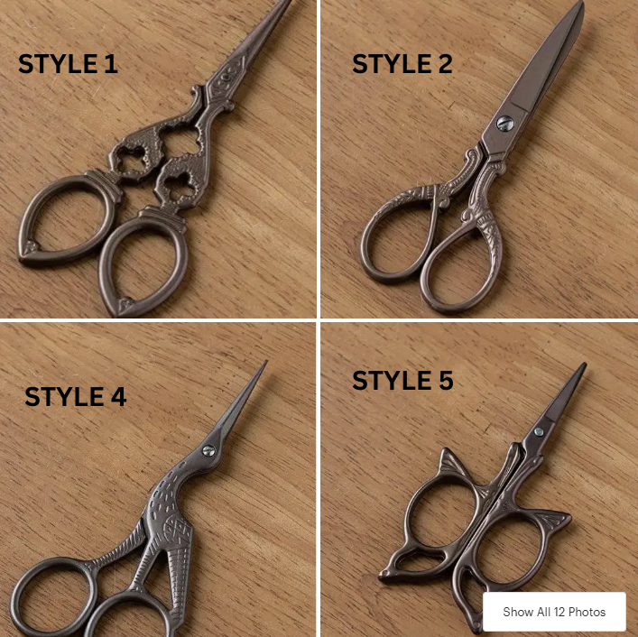 Vintage Style Embroidery Scissors with Random Brocade Sheath