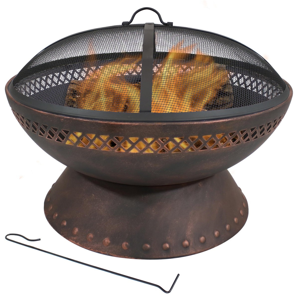 25 Inch Copper Chalice Steel Fire Pit with Spark Screen-0