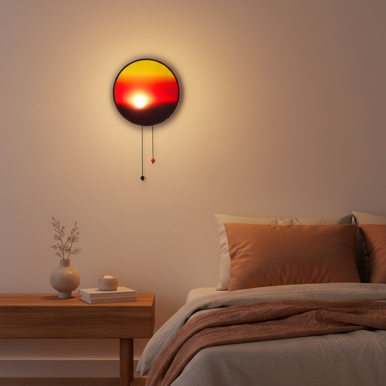 Creative Sunset Hand Pulled Night Light, Movable Sunrise to Sunset Scenery Wall Lamp, Battery Rechargeable Wall Light-1