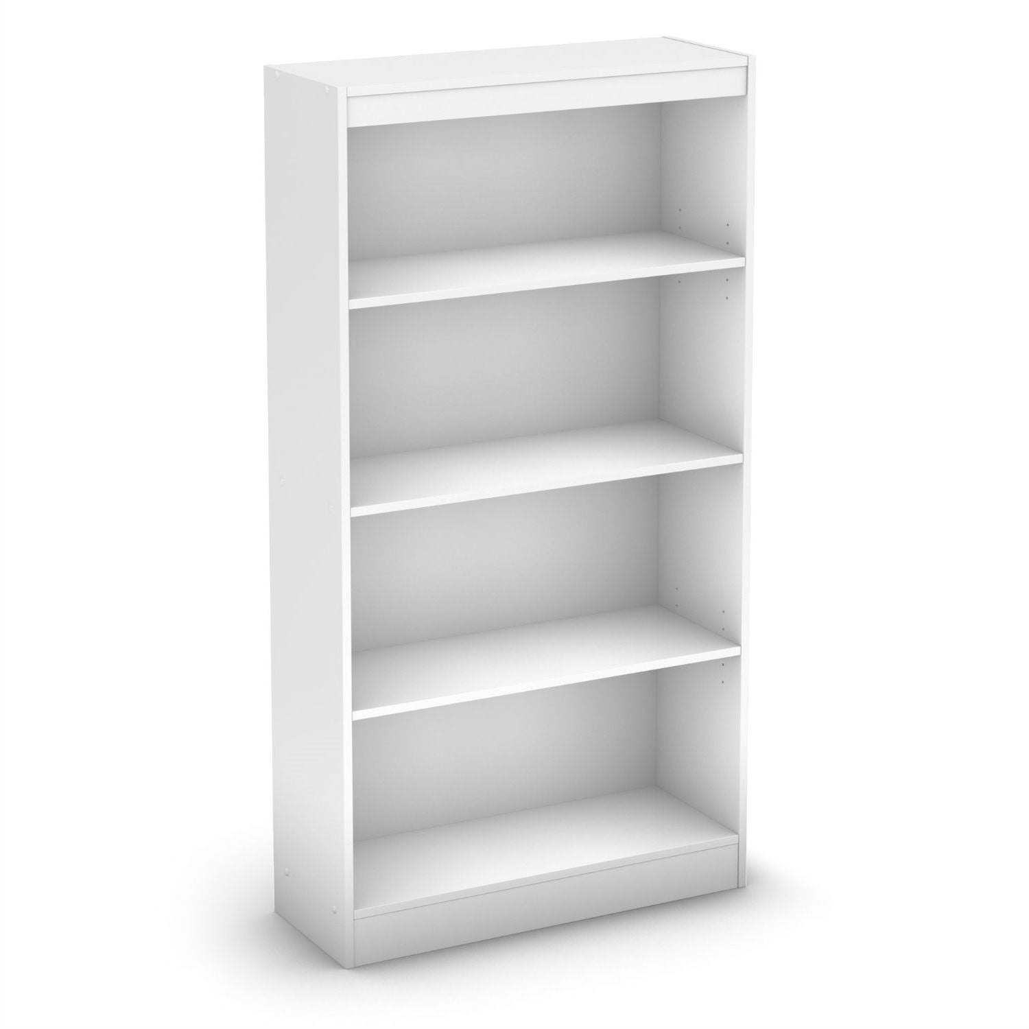 White 4-Shelf Bookcase with 2 Adjustable Shelves-0