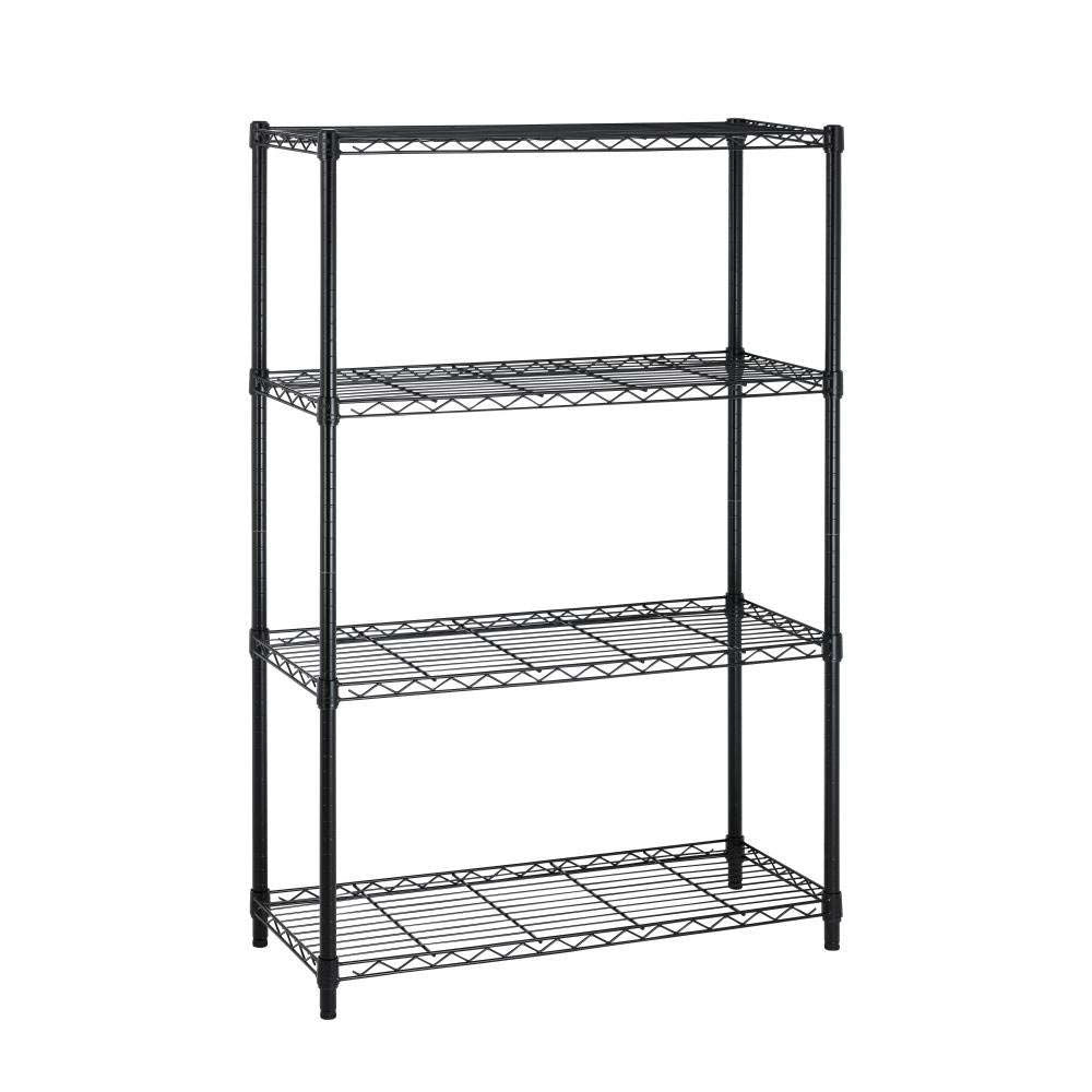 Heavy Duty 4-Shelf Metal Shelving Unit in Black Steel Finish-1