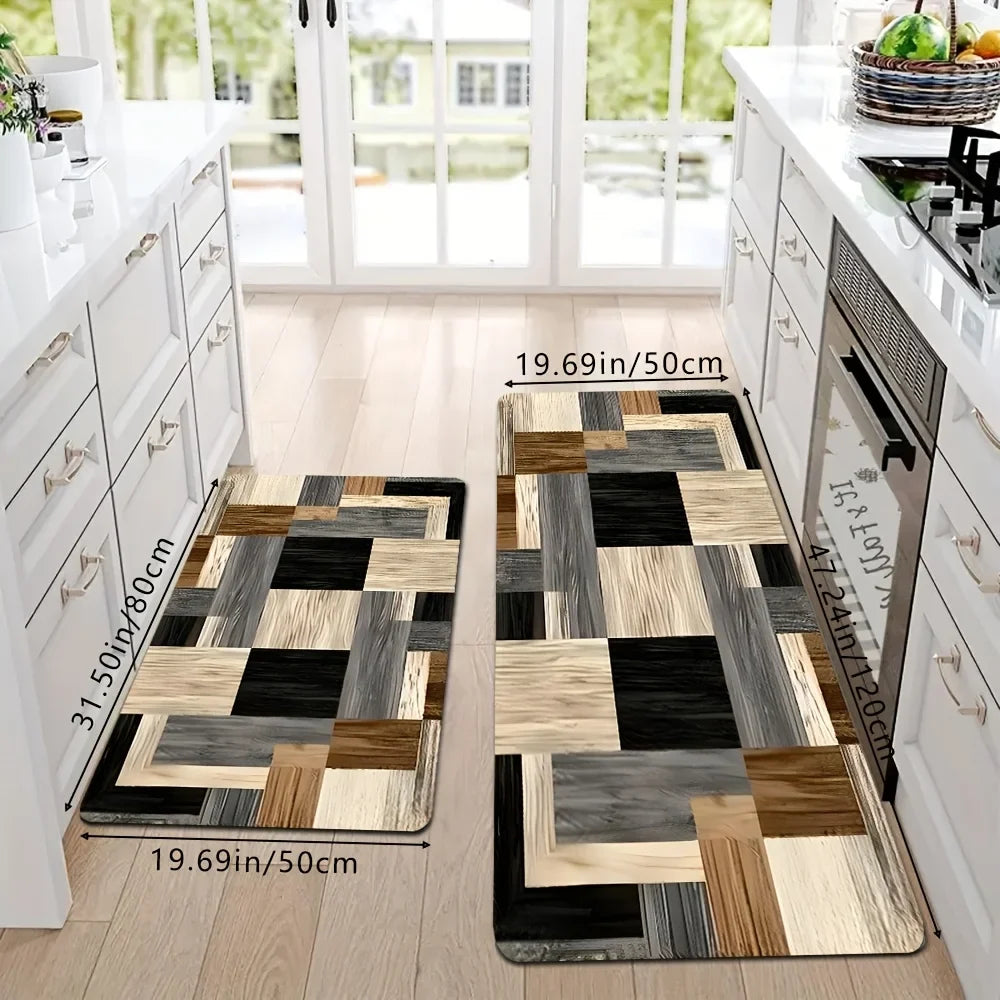 VIKAMA Geometric Patchwork Floor Mat Kitchen Rug Soft Door Mat Welcome Mat Living Room Carpet Rug For Bedroom Home Decoration