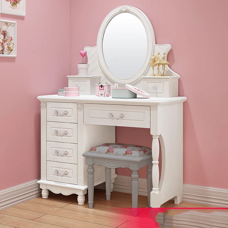 Vanity Stool Dressing Table Essentials Luxury Kawaii White Dressing Table Storage Organizer Mesa Maquillaje Home Furniture