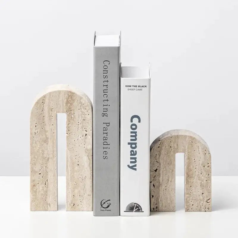 Vintage Travertine  Bookends-3