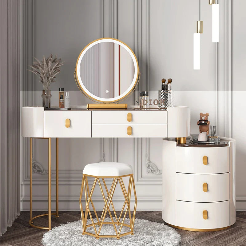 Dressing table glass desk bedroom modern makeup table wooden drawers Storage vanity chair comfortable furniture for bedroom