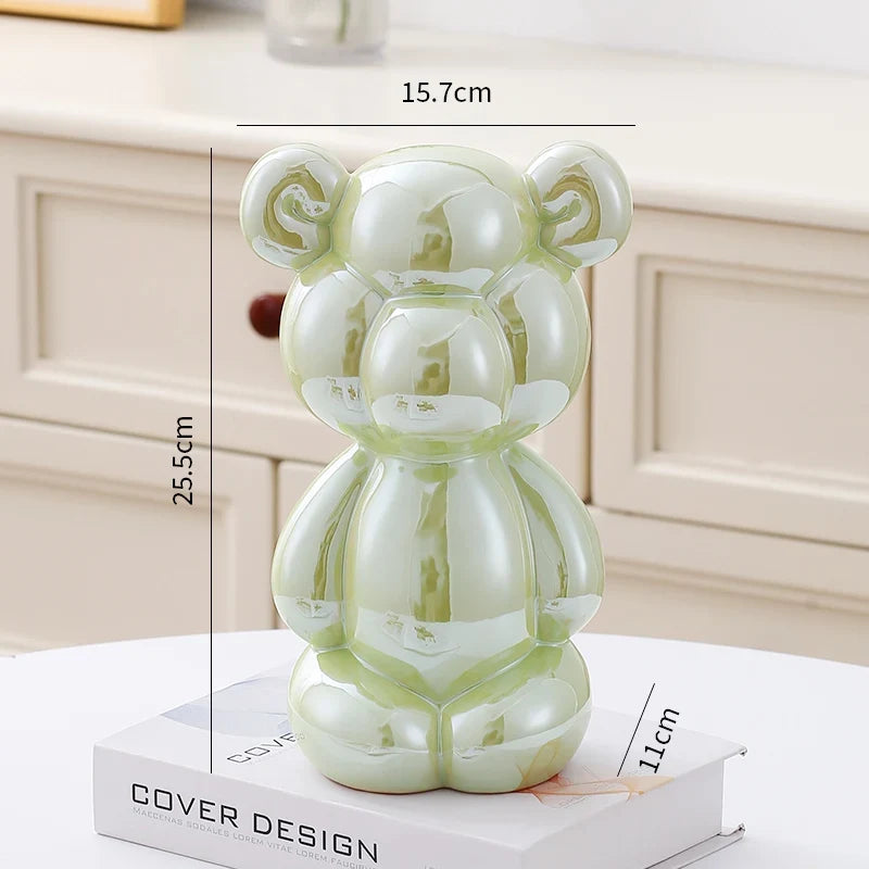Ceramic Little Fat Bear  Sculpture Home Decor room Decoration Accessories Office Nordic Animal Decorative Sculptures  Figurines