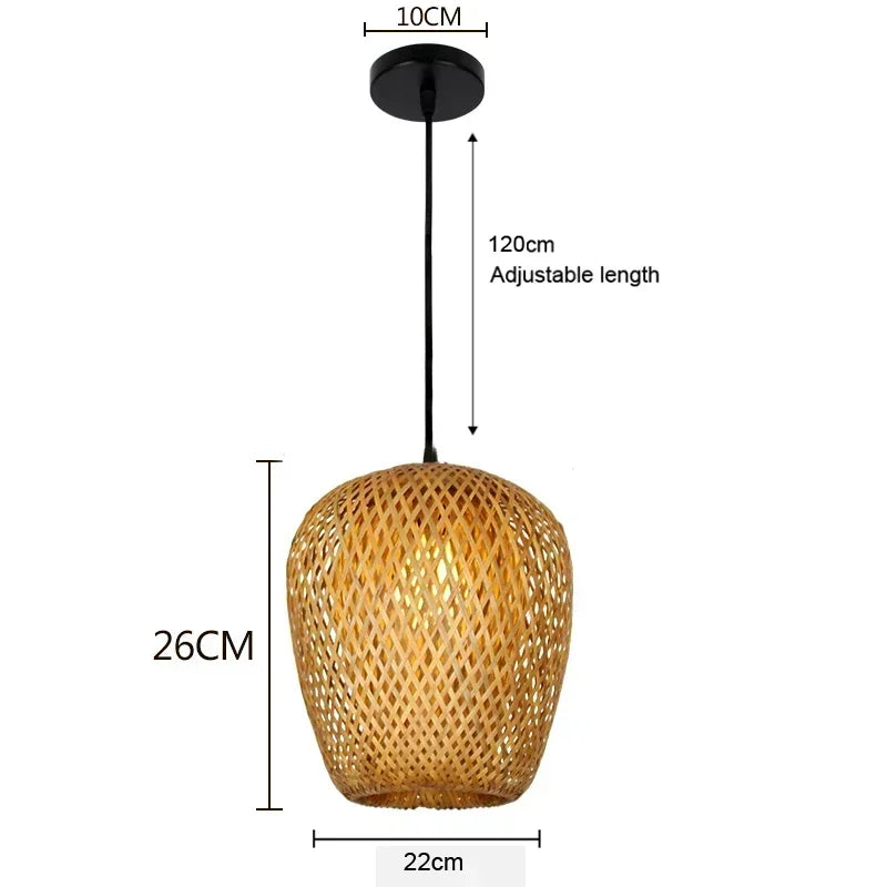 DecorBites™ Bamboo Pendant Ceiling Light Rattan