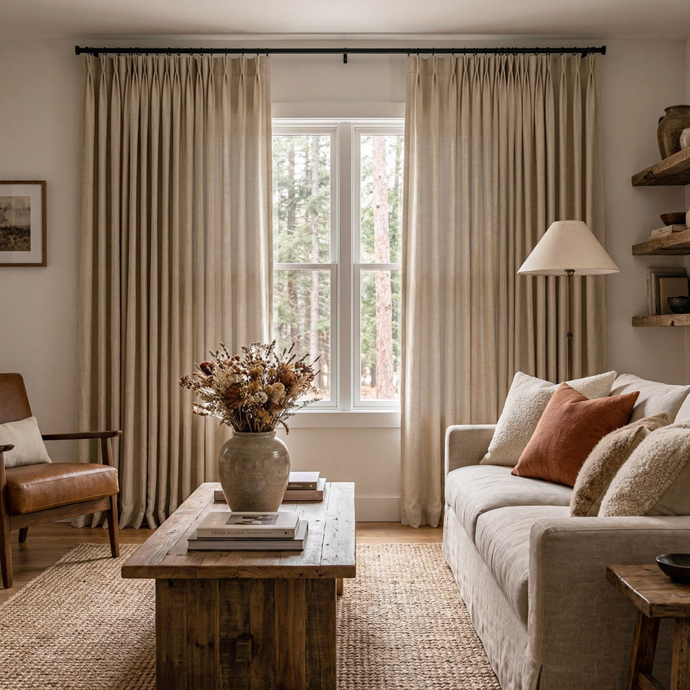 Sabrina Natural Linen Curtains for Living Room