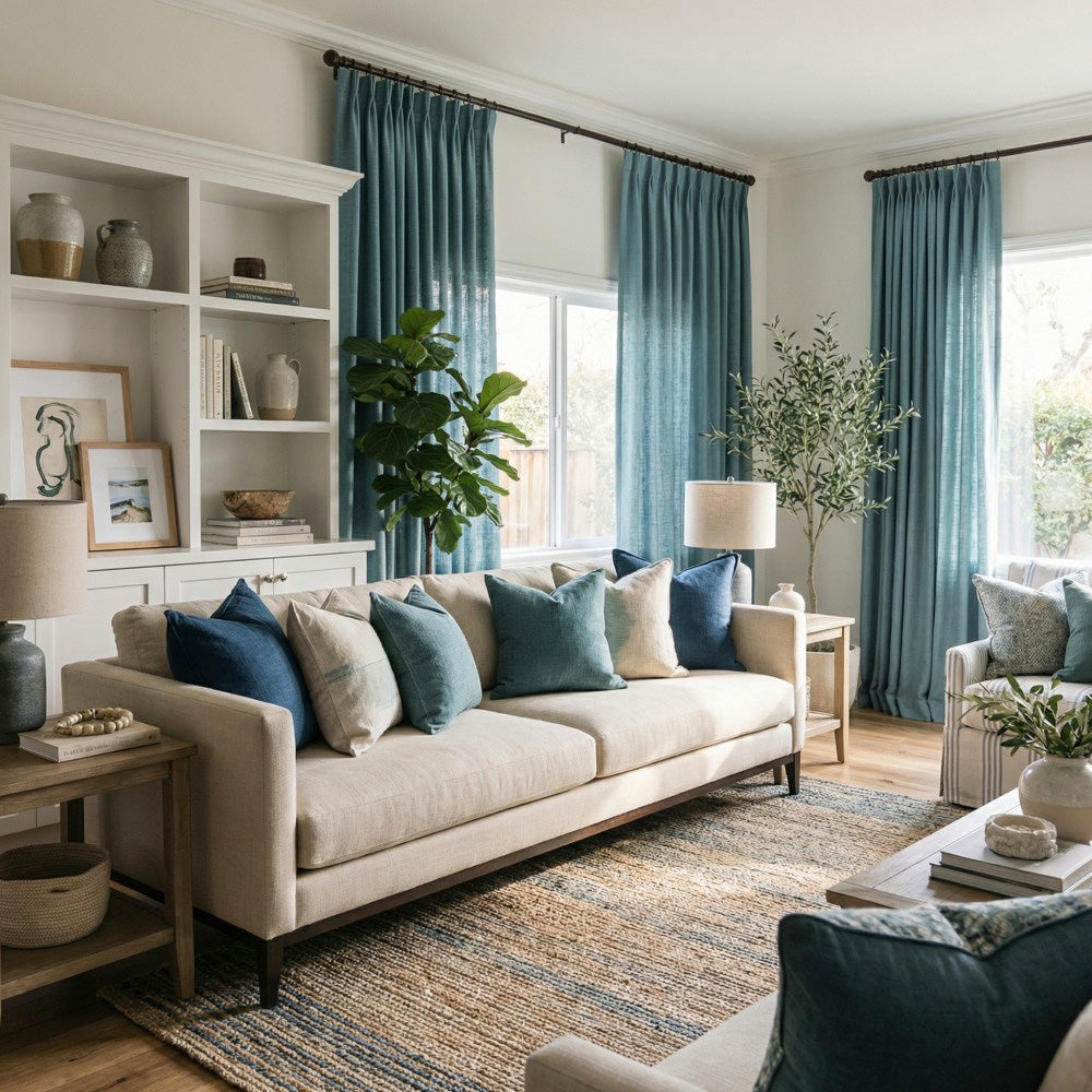 Sabrina Natural Linen Curtains for Living Room