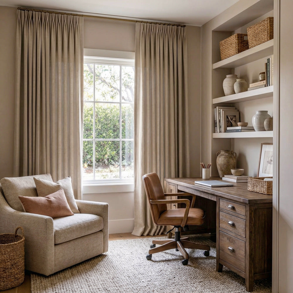 Sabrina Natural Linen Curtains for Living Room