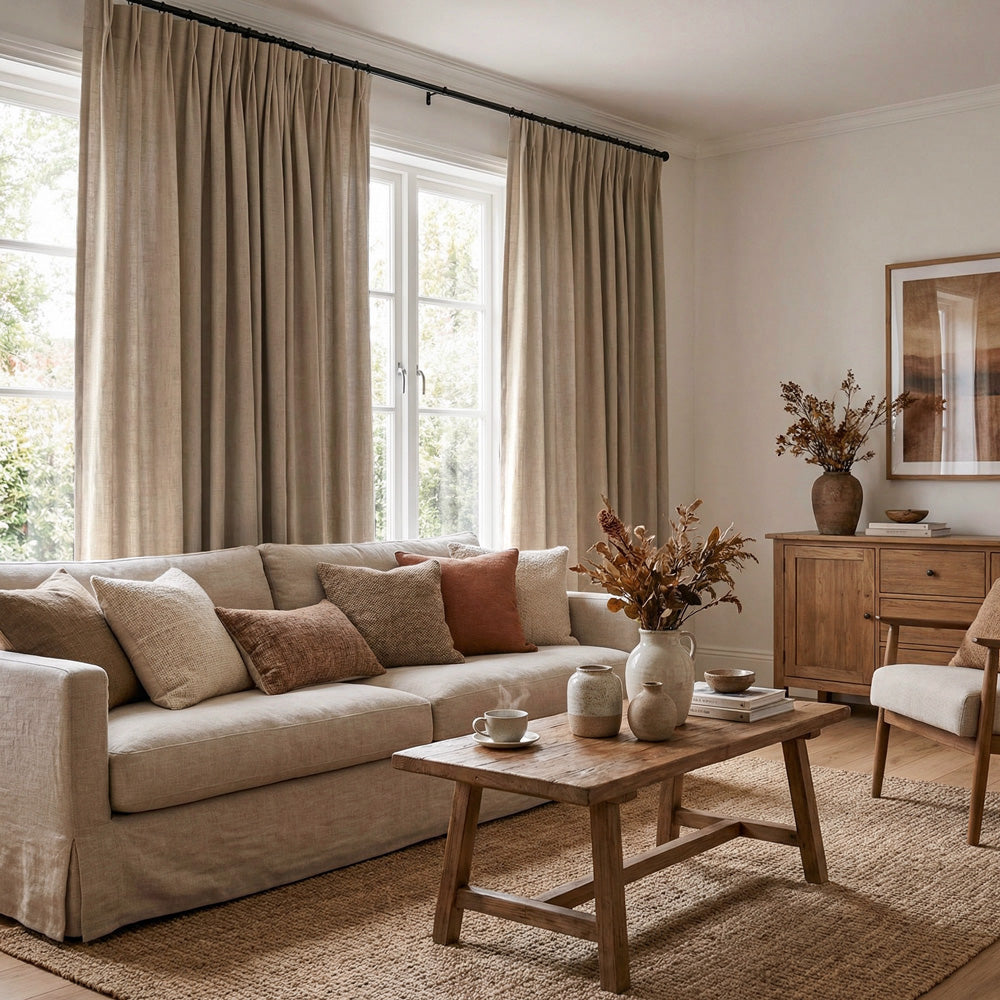 Sabrina Natural Linen Curtains for Living Room