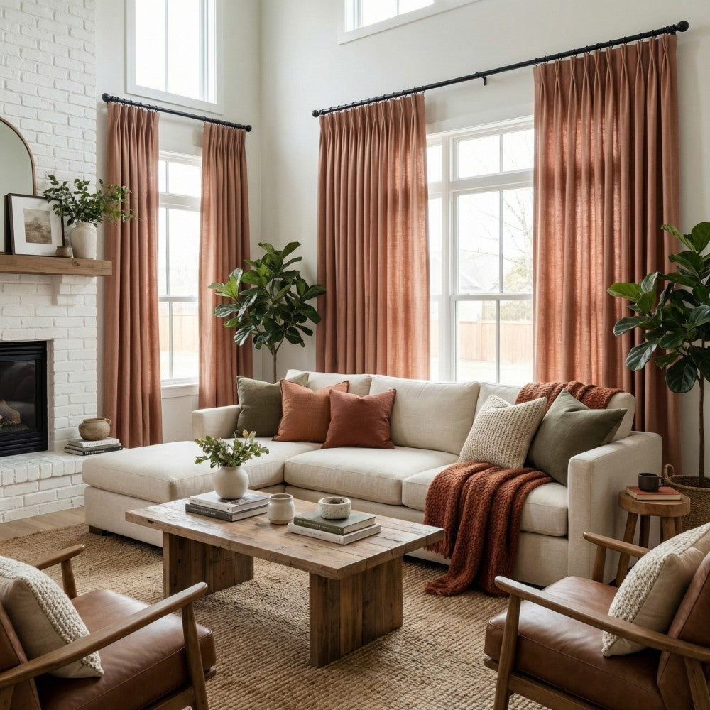 Sabrina Natural Linen Curtains for Living Room