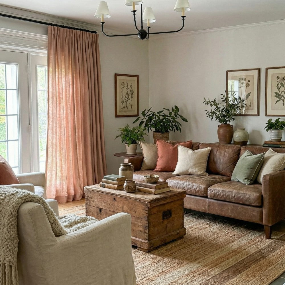 Sabrina Natural Linen Curtains for Living Room