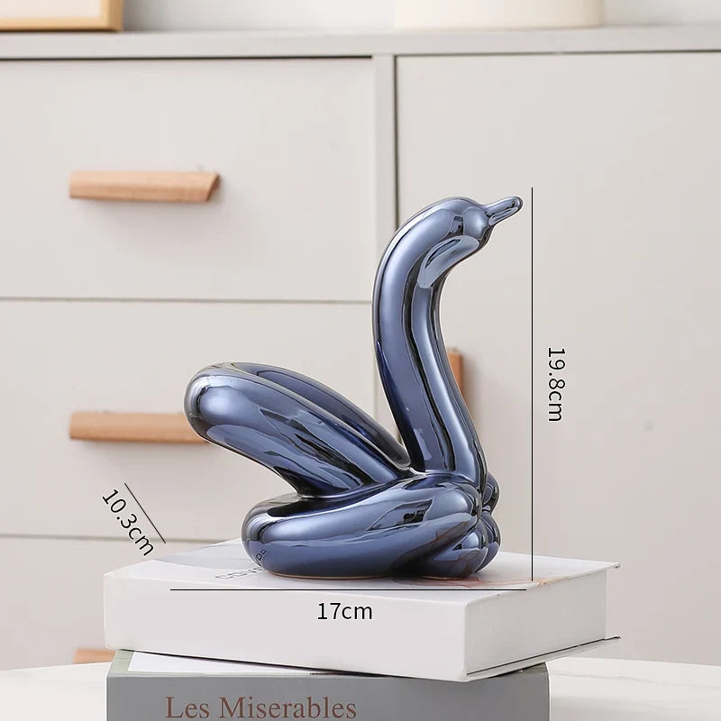 Nordic Ceramic Swan Sculpture Animal Decorative Figurine Home Decor Room Accessory Swans Decorative Item