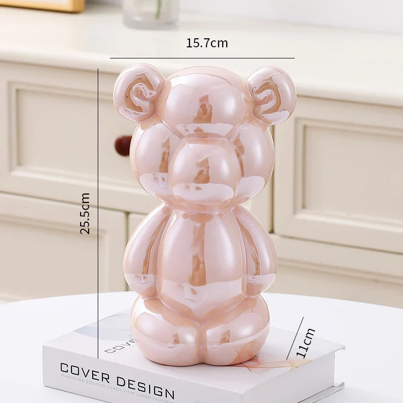 Ceramic Little Fat Bear  Sculpture Home Decor room Decoration Accessories Office Nordic Animal Decorative Sculptures  Figurines
