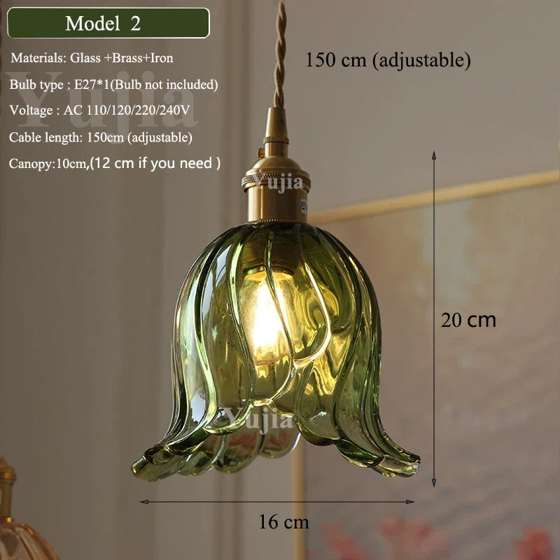 DecorBites™ Green Glass Pendant Light Fixture
