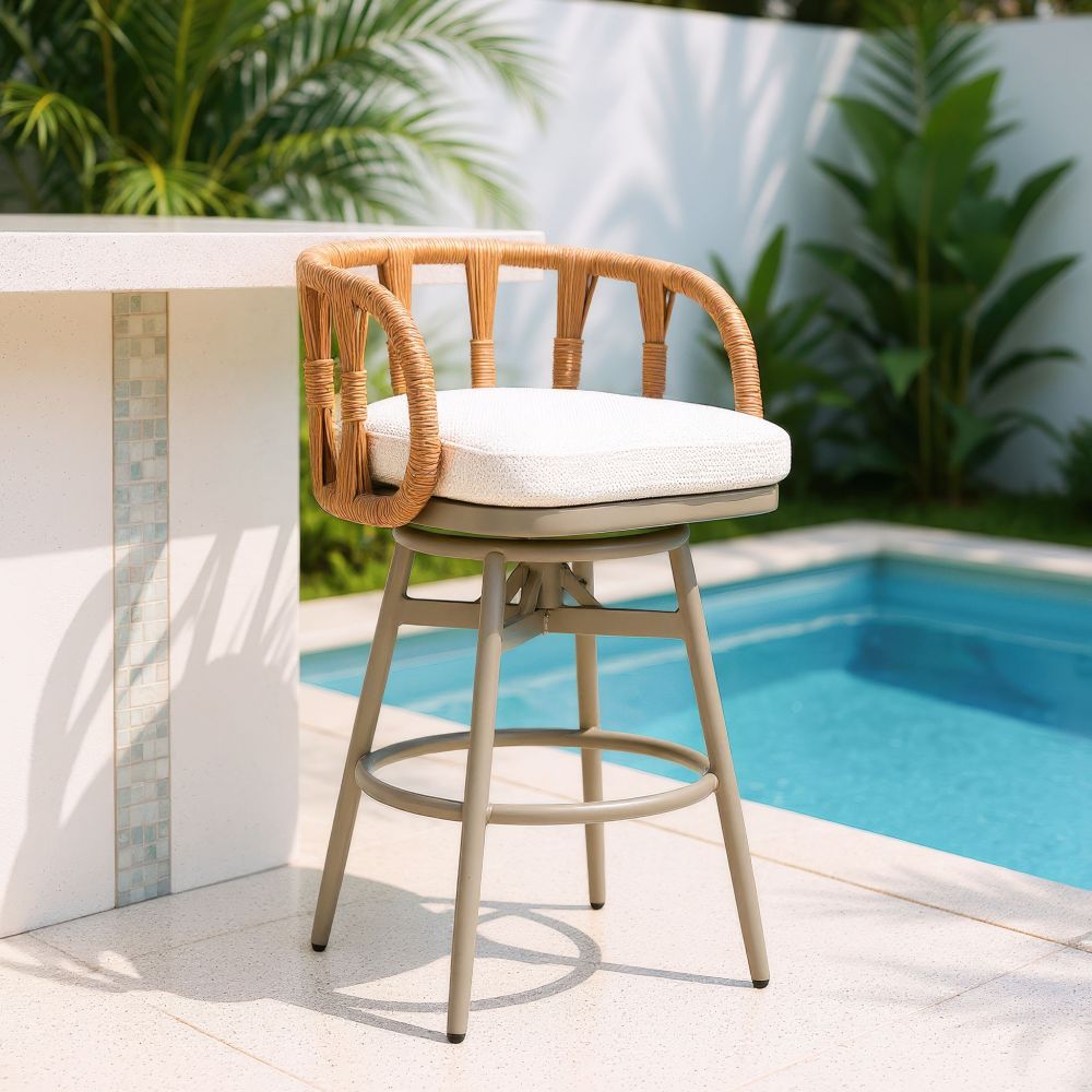Safal Olefin Fabric Swivel Outdoor Barstool