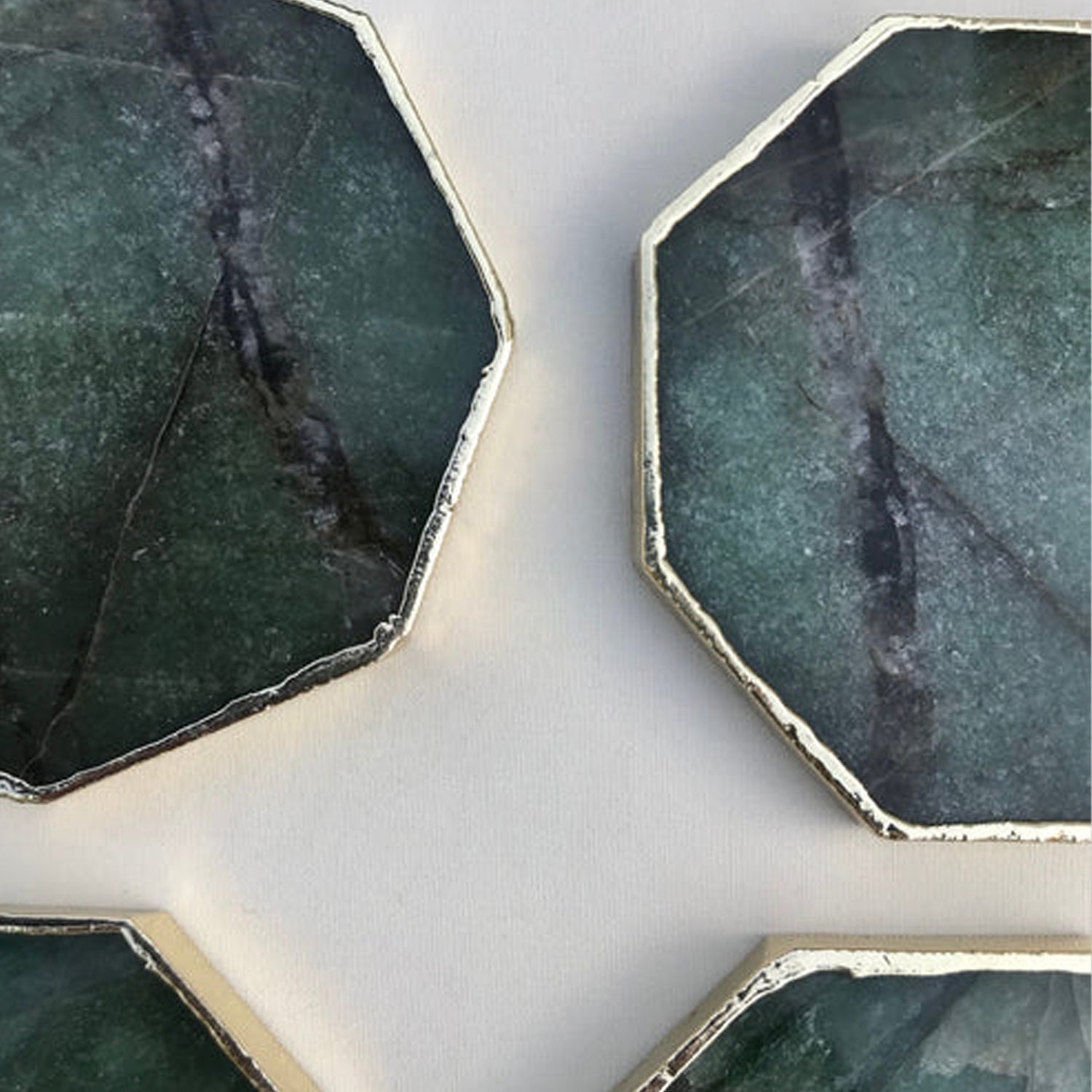 Sage Green Agate Octagon Coasters - Set of 4 Large Coasters/Personalised Momentos-3