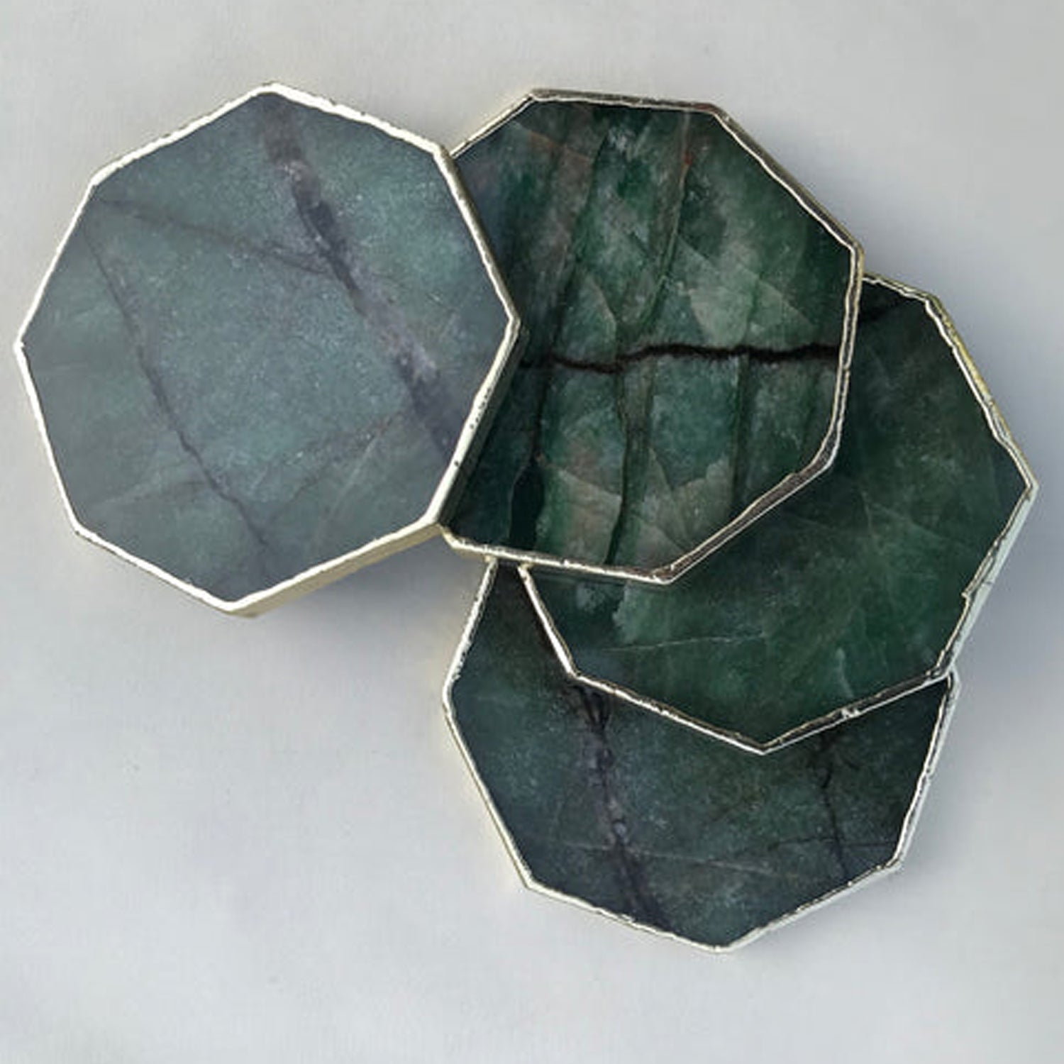 Sage Green Agate Octagon Coasters - Set of 4 Large Coasters/Personalised Momentos-4