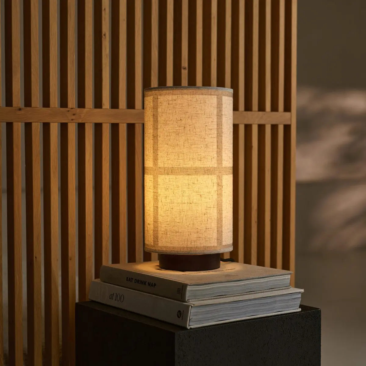 Sakura Dark Brown Table Lamp with Linen Shade | Handmade & Stylish Lighting-1