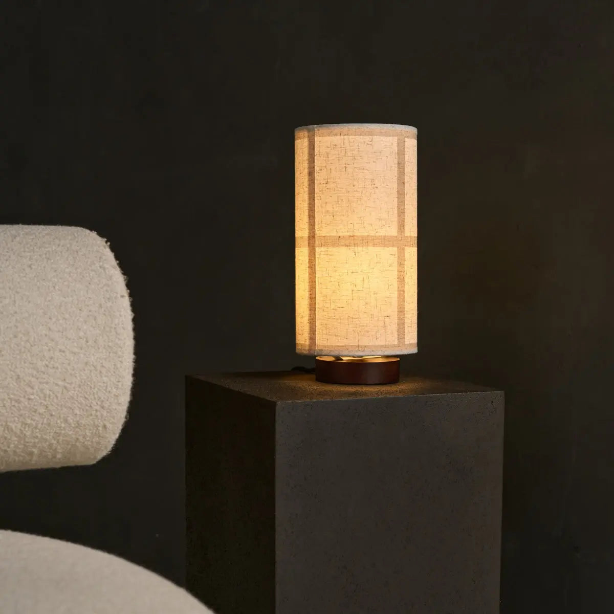 Sakura Dark Brown Table Lamp with Linen Shade | Handmade & Stylish Lighting-0