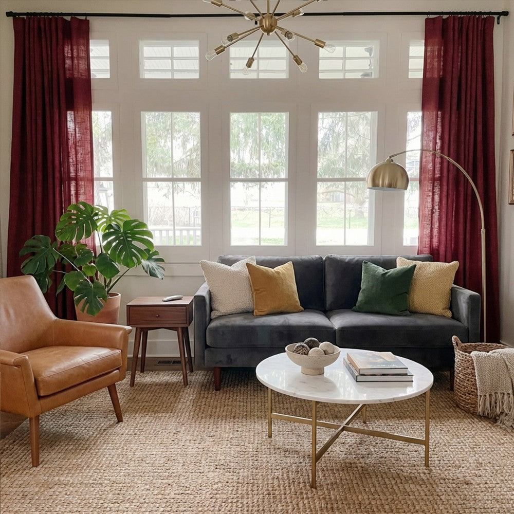 Sara Solid Linen Blend Curtains