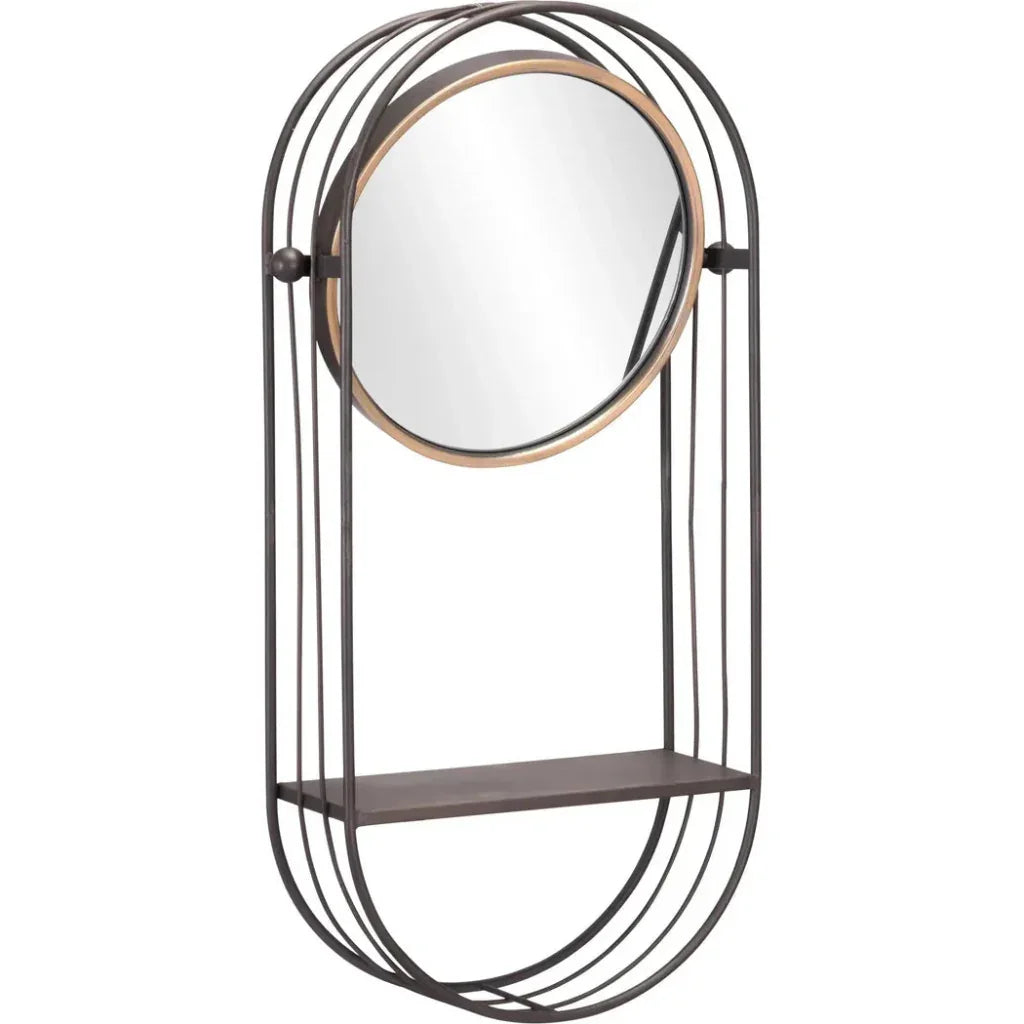Saroni Steel Wall Mirror with Shelf