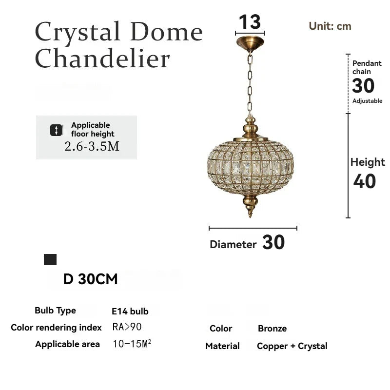 DecorBites™ Crystal Pendant Light Copper Chandelier