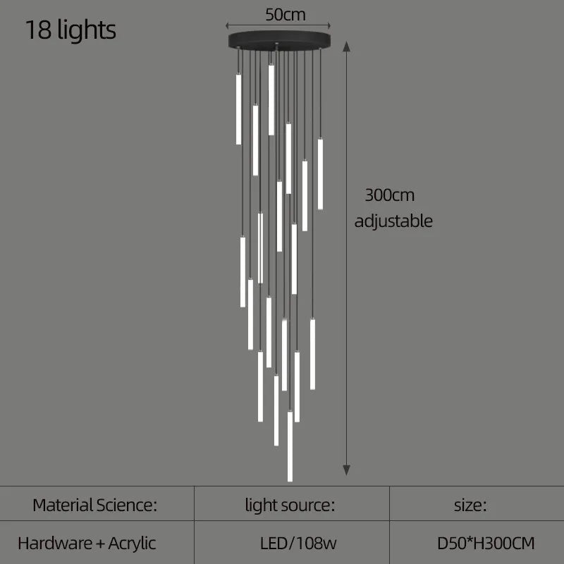 Staircase LED Chandelier Large Lamp