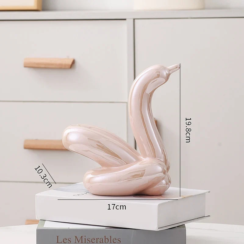 Nordic Ceramic Swan Sculpture Animal Decorative Figurine Home Decor Room Accessory Swans Decorative Item