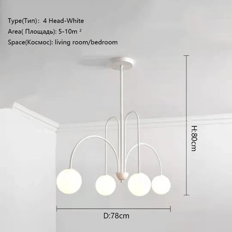 DecorBites™ Ceiling Lamp 8 Heads Milky Glass