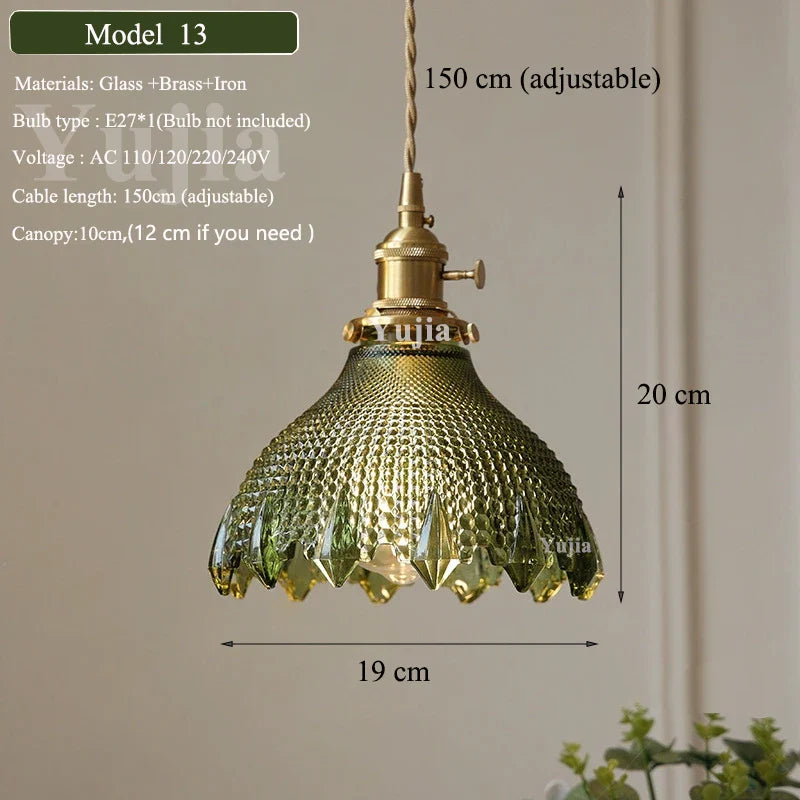DecorBites™ Green Glass Pendant Light Fixture