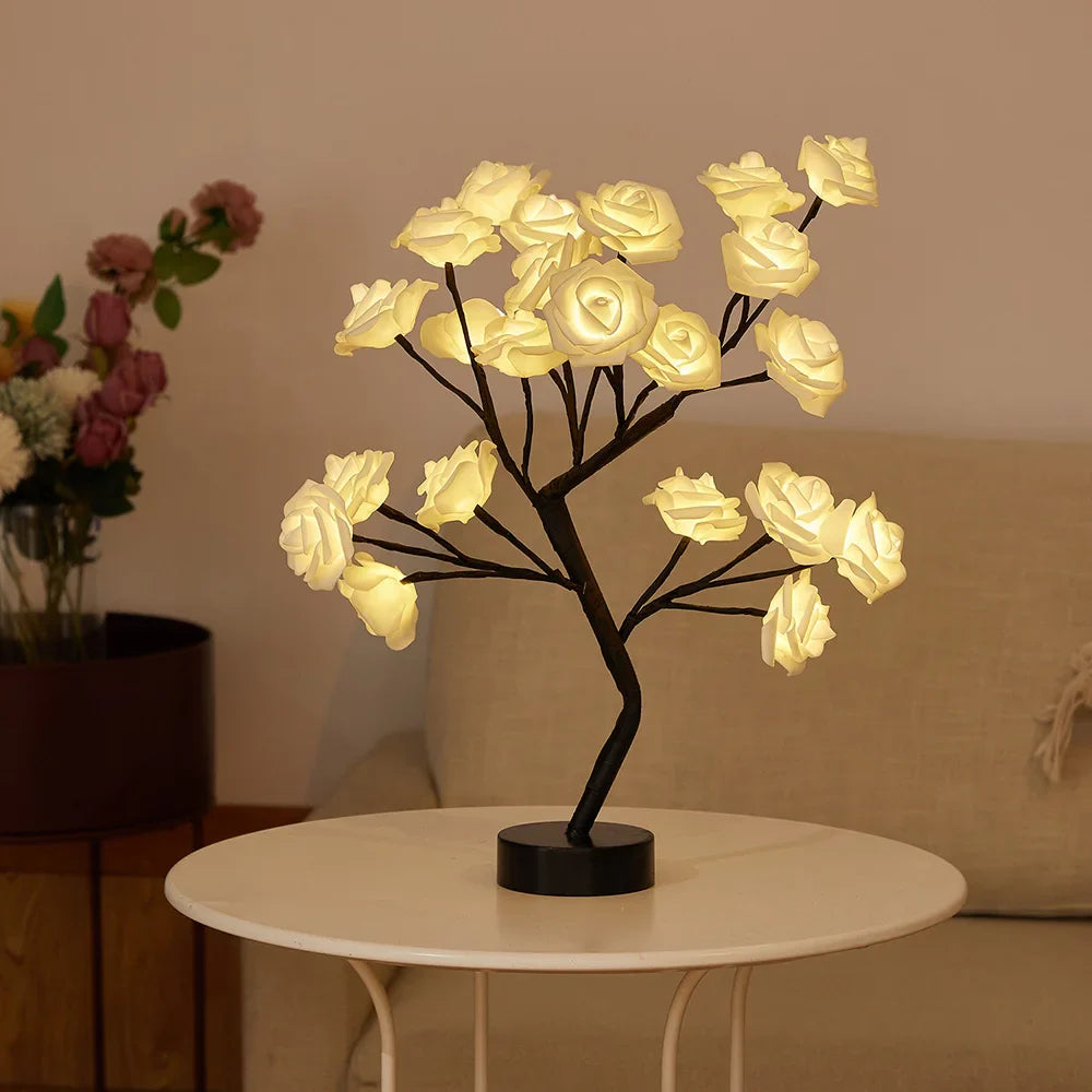 LED Table Lamp Lights Rose Flower Tree USB /Battery Night Lights Home Decoration Bonsai Christmas Lights Wedding Bedroom Decor-6