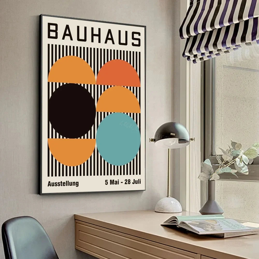 Bauhaus Abstract Art Exhibition Geometric Minimalist Lines Art Poster Canvas Painting Wall Prints Living Room Home Decor Poster