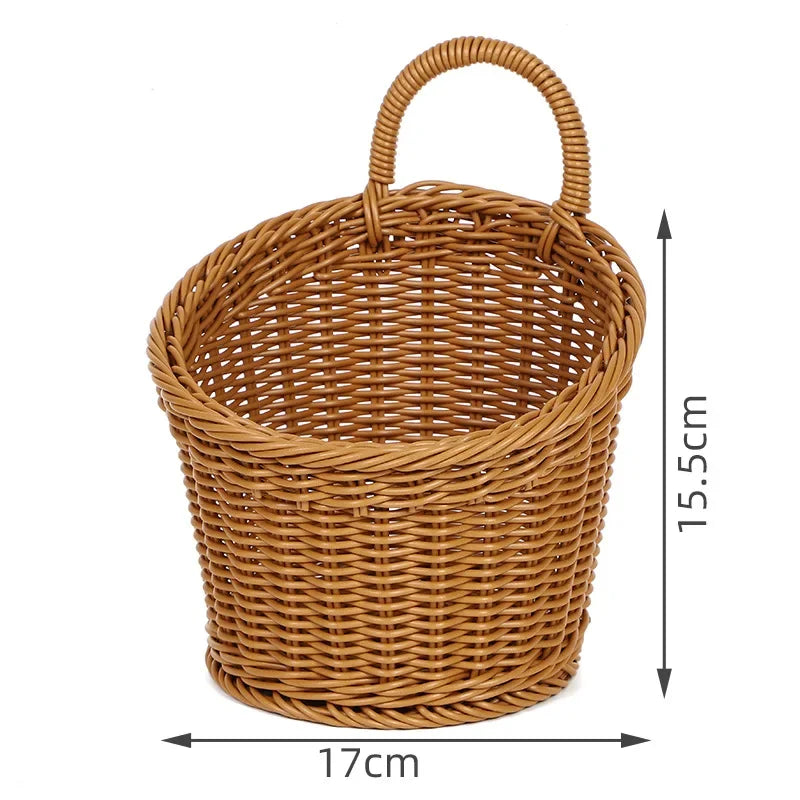 Wall-mounted Vegetable Basket Fruit and Sundry Basket Weave Storage Basket Kitchen Storage Home Decoration