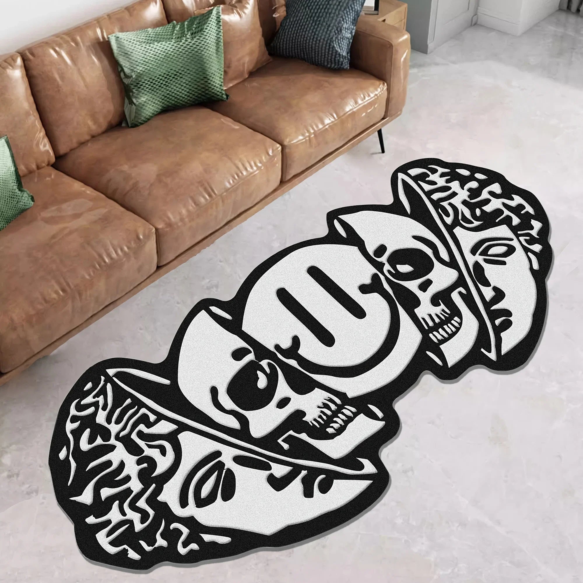 VIKAMA Creative Skull-Shaped Floor Mat Is Non-Slip And Dirt-Proof. Home Decoration Carpet In Living Rooms, Bedrooms, Entrance