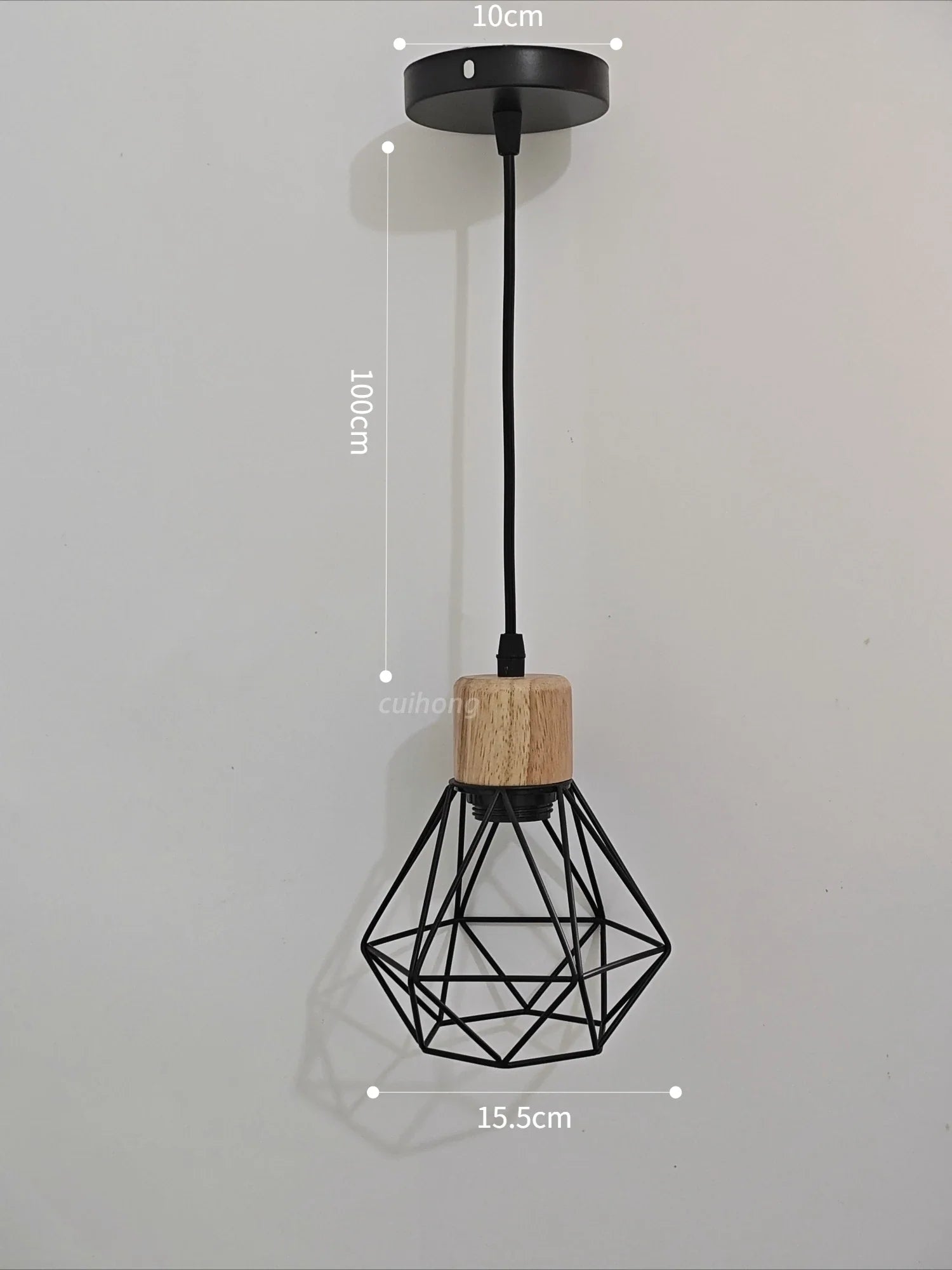 Pendant Lamp Vintage Wood Iron