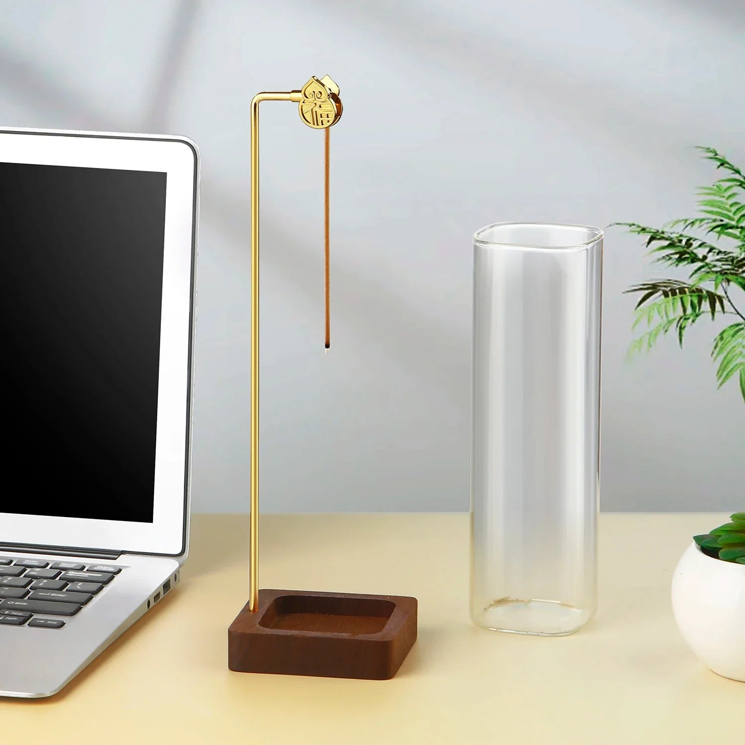 Glass Incense Holder Anti-Ash Flying Incense Stick Holder with Glass Ash Catcher Incense Burner for Yoga Home Decor