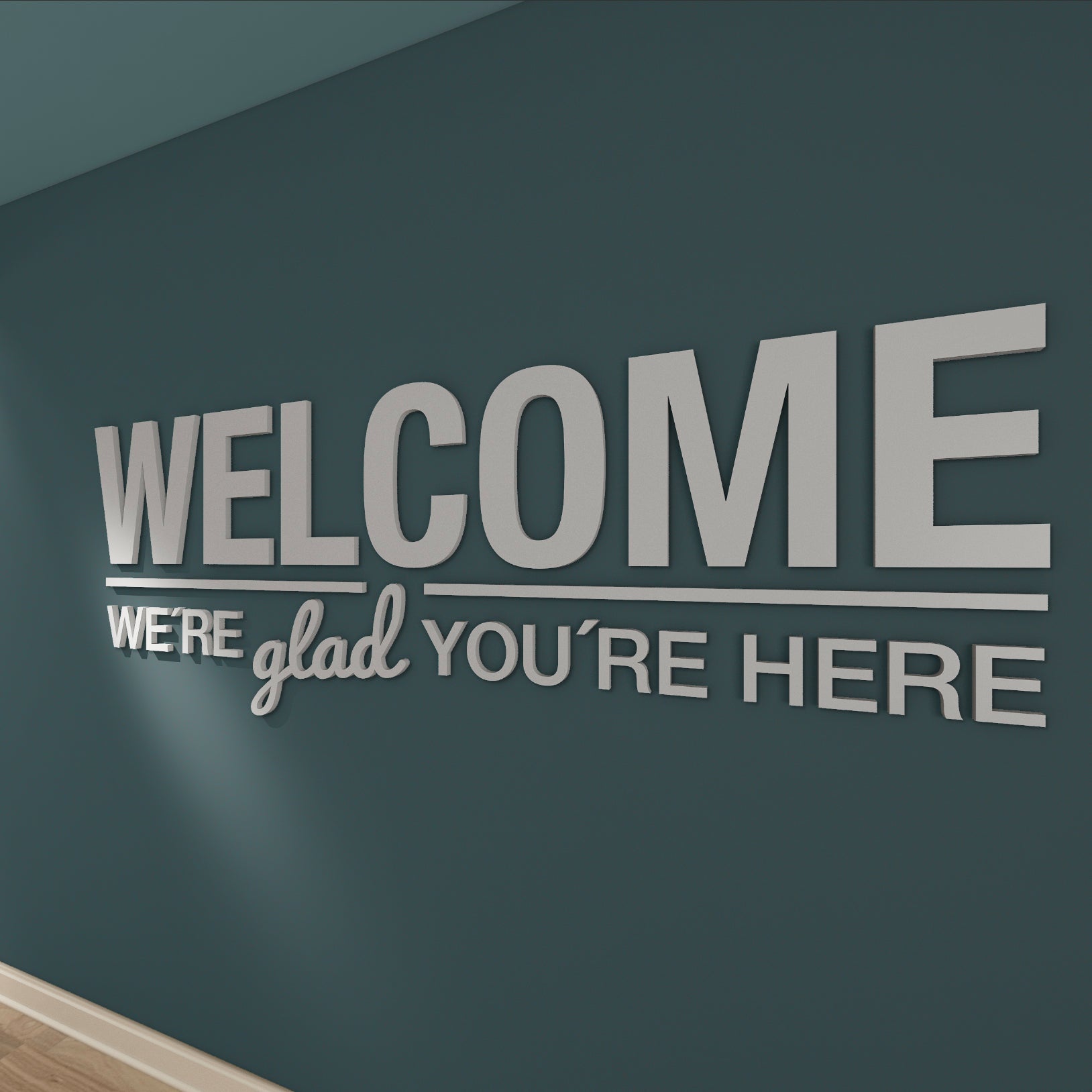 Welcome We're glad you're here Office Decor-1