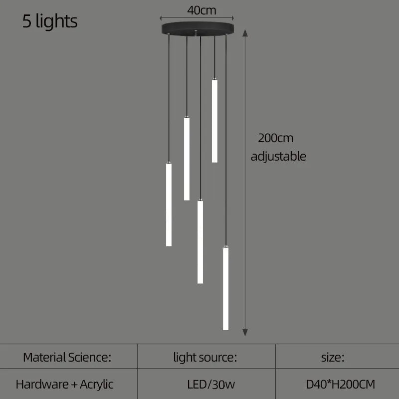 Staircase LED Chandelier Large Lamp