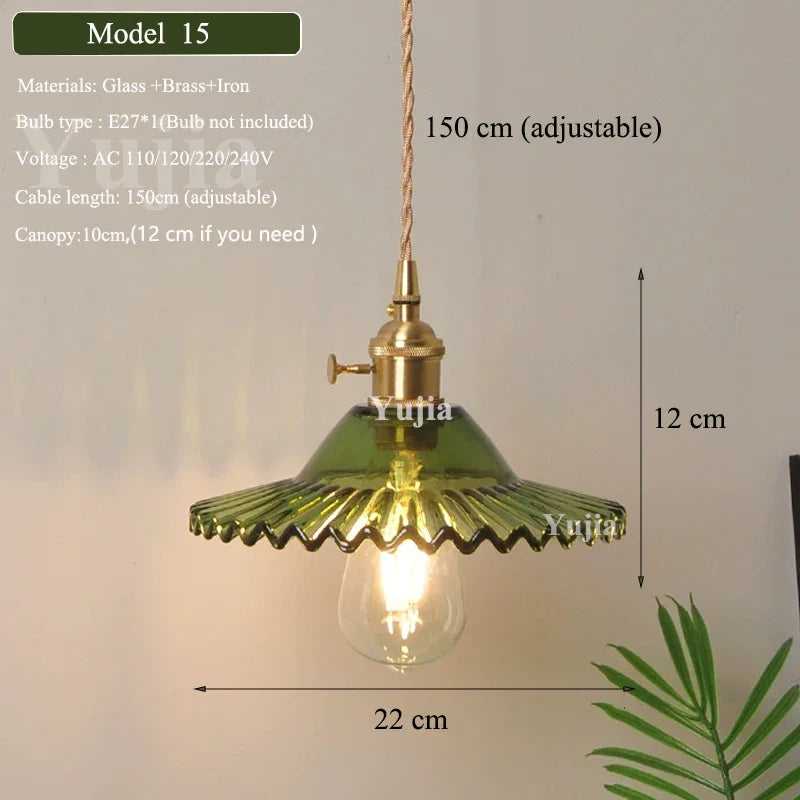 DecorBites™ Green Glass Pendant Light Fixture