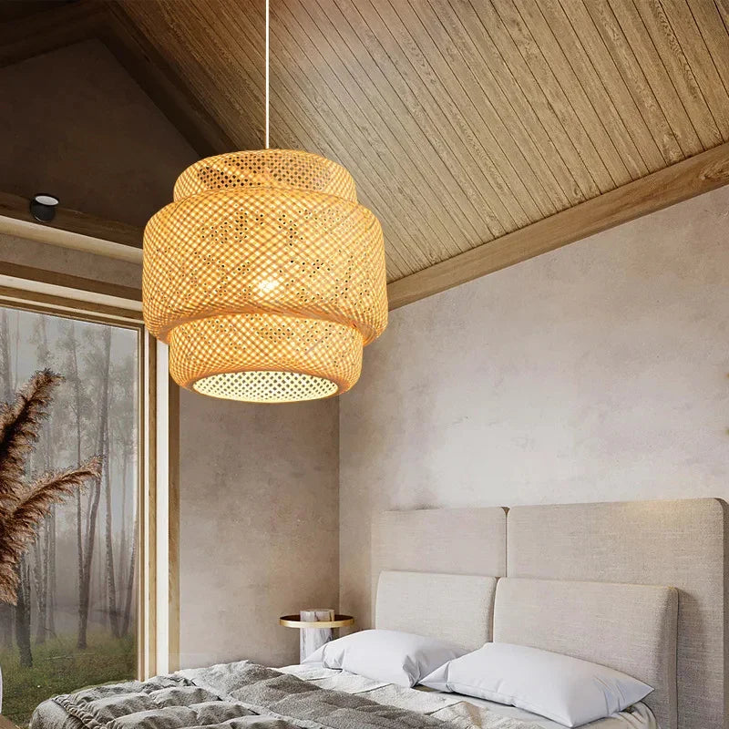 Bamboo Pendant Light Handmade 30cm