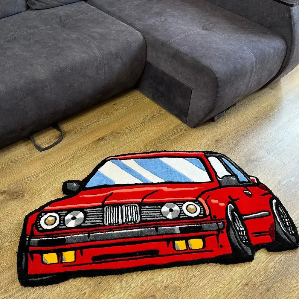 VIKAMA Car Shaped Plush Rug Creative Living Room Bedroom Decor Non Slip Water Absorbent Floor Mat Home Decor