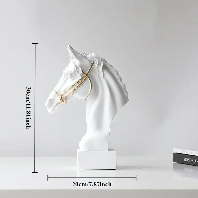 Galloping Horse Head Resin Sculpture Statue Modern Abstract Home Decor Office Desk Art Piece Elegant Gift for Equestrian Lovers