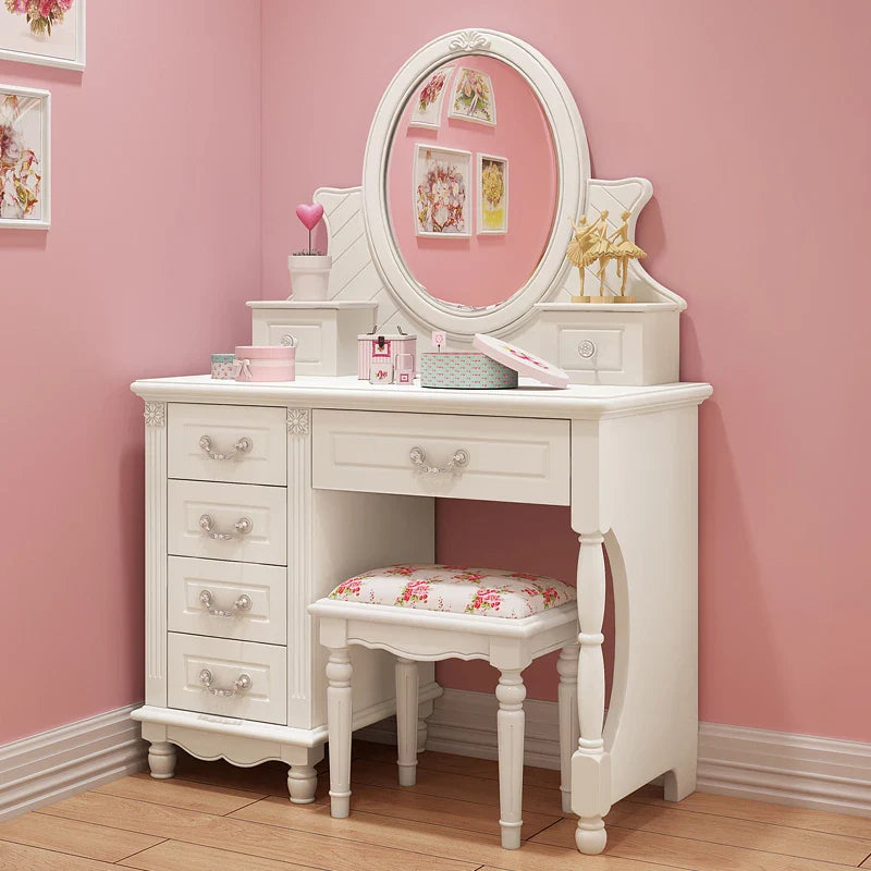 Vanity Stool Dressing Table Essentials Luxury Kawaii White Dressing Table Storage Organizer Mesa Maquillaje Home Furniture