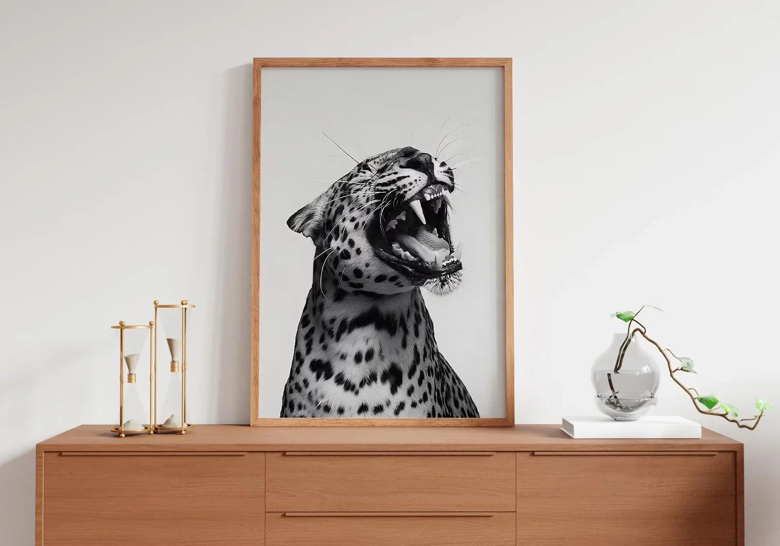 Fashion Stylish Wall Art Print - Trendy Leopard Roar Print - Black and White - Home Decor - Printable Wall Art Digital Download