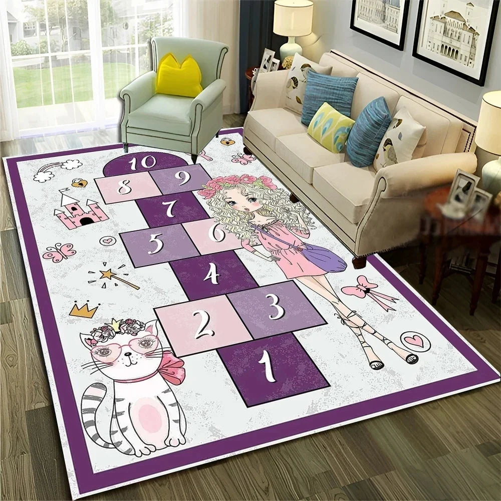 Children's Digital Games Boys and Girls Cartoon Carpet Living Room Sofas Door Mats Children's Anti Slip Floor Mats Home Decor