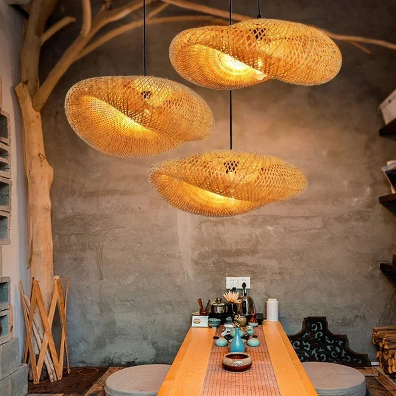 DecorBites™ Bamboo Pendant Ceiling Light Rattan