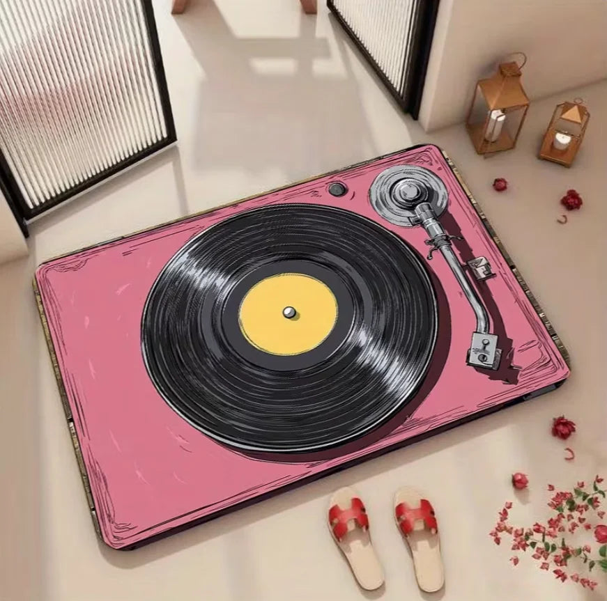 1 Cartoon Record Bedroom Carpet Kitchen Floor Mat Anti Slip Bathroom Living Room Carpet Entrance Door Mat Home Decorative Rugs